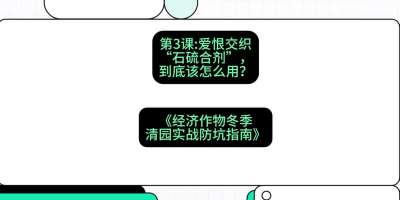 第3节：【核武药剂】爱恨交织的&ldquo;石硫合剂&rdquo;，到底该怎么用？，课程：《经济作物冬季清园&middot;实战防坑指南》#识农AI